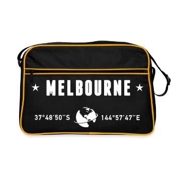 Melbourne, Australie, Coordonnées Planète Terre Blanche - Sac Retro - noir/or - Devant