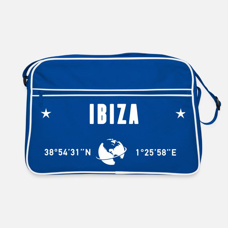 Ibiza, Spanien Koordination GPS Globe White Retro Tasche
