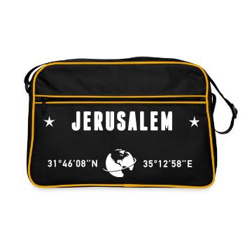 Jerusalem Holy Land Coordinates Globe - Retro Bag - black/gold - Front