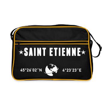 Saint Etienne France Coordonnées Blanc - Sac Retro - noir/or - Devant