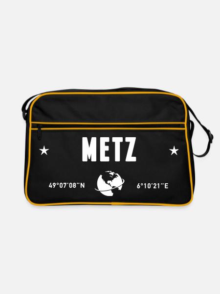 Metz France White GPS Coordinates - Retro Bag - black/gold - Front