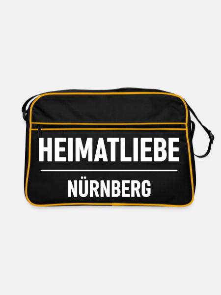 Heimatliebe Nürnberg - Retro Tasche - Schwarz/Gold - Vorne