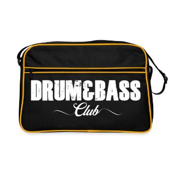 Drum and Bass Club Fettes Logo - Retro Tasche - Schwarz/Gold - Vorne