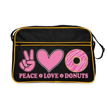 Peace Love Donuts - Retro Bag - black/gold - Front
