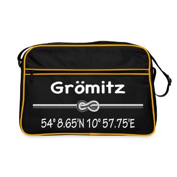 Grömitz - Retro Tasche - Schwarz/Gold - Vorne
