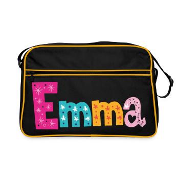 Personalized Emma Name - Retro Bag - black/gold - Front