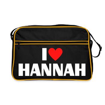 J'aime Hannah Red Heart Romantic Name Fan - Sac Retro - noir/or - Devant