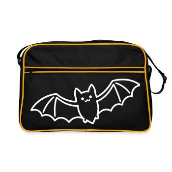 Bat Sketch – Simple Halloween Animal Motif - Retro Bag - black/gold - Front