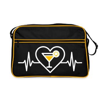 Herz-Cocktail-Aperitif-Getränk - Retro Tasche - Schwarz/Gold - Vorne