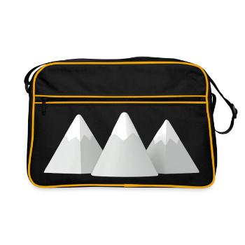 Minimalistische 3D-Schneeberge - Retro Tasche - Schwarz/Gold - Vorne