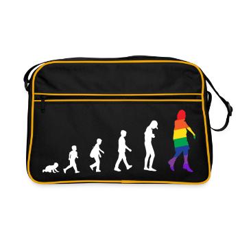 Evolution vom Baby zum Transgender / Gay - Retro Tasche - Schwarz/Gold - Vorne