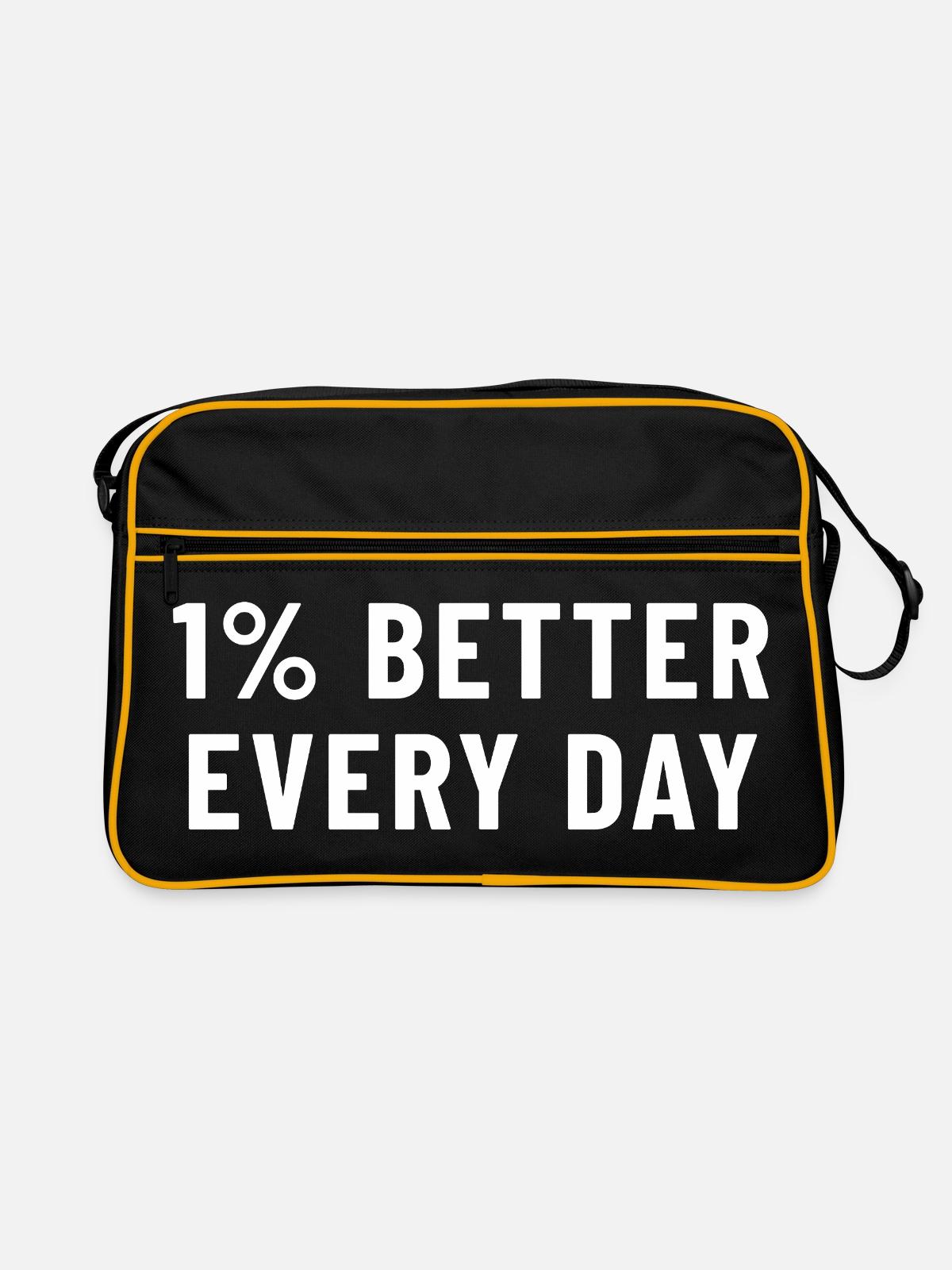 1% Better Every Day - Retro Bag - black/gold - Front