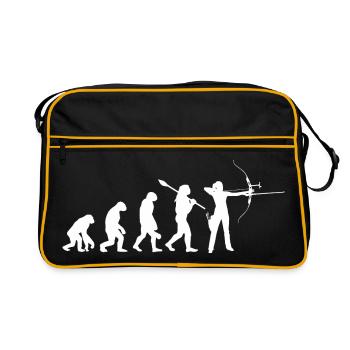 Evolution der Bogenschießfrau Bogenjägerin Sportgeschenk - Retro Tasche - Schwarz/Gold - Vorne