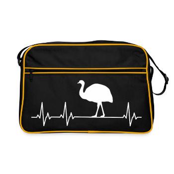 Ostrich - Emu- Nandu - Retro Bag - black/gold - Front