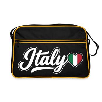 Italy Script with Flag Heart Fan Patriotic - Retro Bag - black/gold - Front