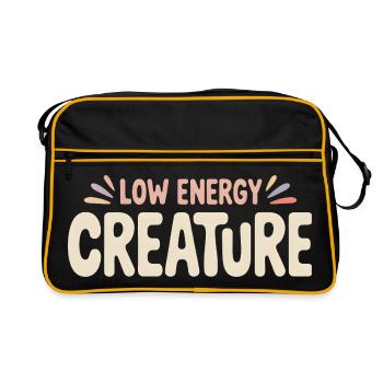 Energie niedrig | Entspannter Tierhumor - Retro Tasche - Schwarz/Gold - Vorne