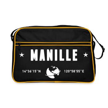 Manille Philippines Coordonnées Terre Blanc - Sac Retro - noir/or - Devant