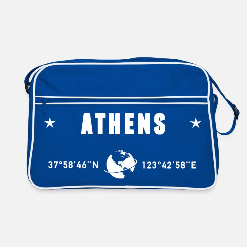 Athènes Grèce Coordonnées Planète Terre Blanche Sac Retro