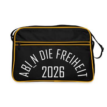 ABI 2026 - Ab i_n die Freiheit - Retro Tasche - Schwarz/Gold - Vorne