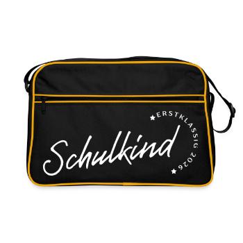 Schulkind 2026 Erstklassig Einschulung Design - Retro Tasche - Schwarz/Gold - Vorne