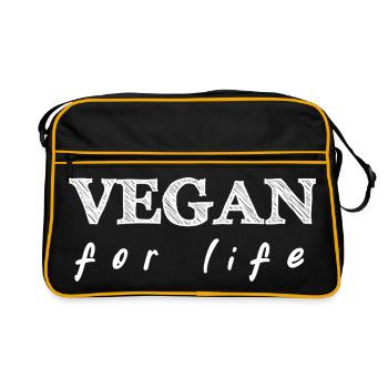 Vegan à vie - Idée cadeau pour les vegans - Sac Retro - noir/or - Devant