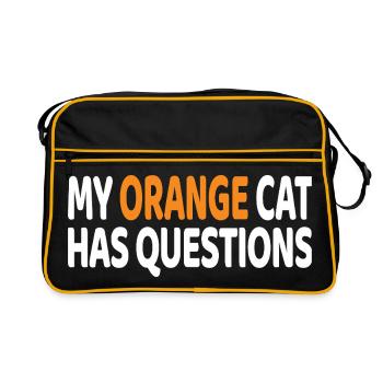 Meine orangefarbene Katze hat Fragen, lustiges Katzenliebhaber-Geschenk - Retro Tasche - Schwarz/Gold - Vorne