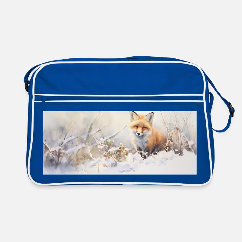 Fuchs Landschaft Schnee Retro Tasche
