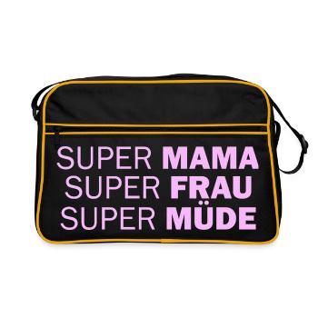 Super Mom Super Woman Super Tired - Retro Bag - black/gold - Front