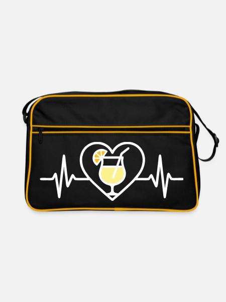 Piña Colada Heart Tropical Cocktail - Retro Bag - black/gold - Front