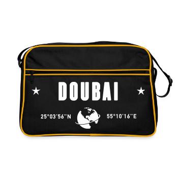 Dubaï Émirats arabes unis Coordonnées : planète Terre blanche - Sac Retro - noir/or - Devant