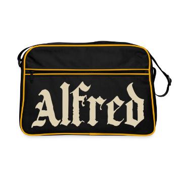 Alfred Blackletter Name Ornament - Retro Bag - black/gold - Front