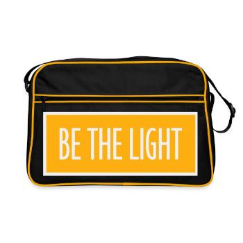 Be The Light Motivierend Positivität Spruch Logo - Retro Tasche - Schwarz/Gold - Vorne