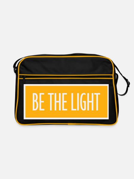 Be The Light Motivierend Positivität Spruch Logo - Retro Tasche - Schwarz/Gold - Vorne