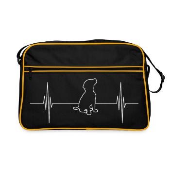 Chien battement de cœur chien - Sac Retro - noir/or - Devant