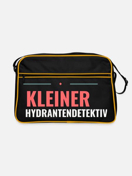 Kleiner Hydrantendetektiv – Kinder T‑Shirt - Retro Tasche - Schwarz/Gold