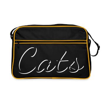 Cat's lettering only shadows - Retro Bag - black/gold - Front