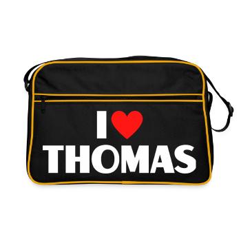 J'adore Thomas Red Heart Romantic Name Fan - Sac Retro - noir/or - Devant