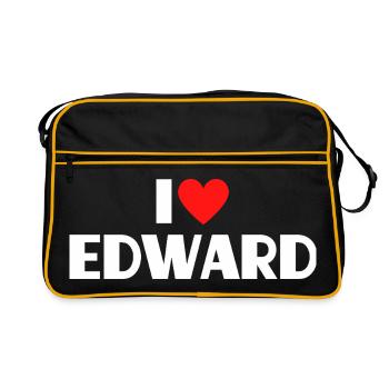 J'aime Edward Red Heart Romantic Name Fan - Sac Retro - noir/or - Devant