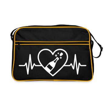 Bottle of sparkling wine heart festive aperitif - Retro Bag - black/gold - Front