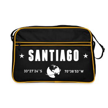 Santiago, Chili, coordonne Planet Earth White - Sac Retro - noir/or - Devant
