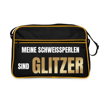 Meine Schweißperlen sind Glitzer - Retro Tasche - Schwarz/Gold - Vorne