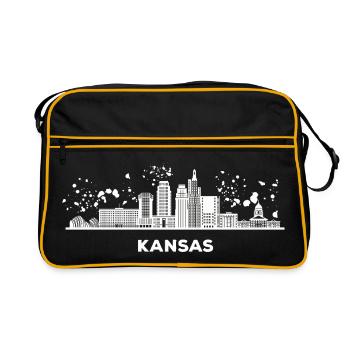 Kansans Skyline Cityscape Kansas - Sac Retro - noir/or - Devant