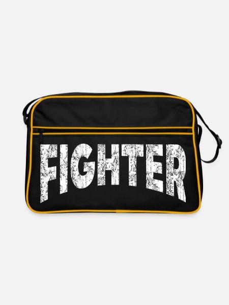 FIGHTER – Bold Warrior T-Shirt - Retro Tasche - Schwarz/Gold