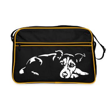 Jack Russell Terrier "Black Edition" - Retro Tasche - Schwarz/Gold - Vorne