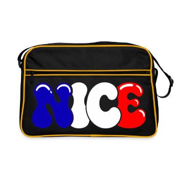 Nöcke Frankreich Blaue Fahne Weiß Rot - Retro Tasche - Schwarz/Gold - Vorne