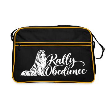 Rally Obedience – Sheltie Shetland Sheepdog - Retro Tasche - Schwarz/Gold - Vorne