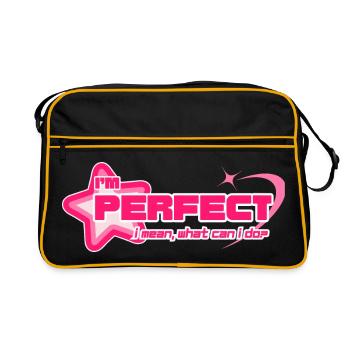 "I'm Perfect" – Y2K Girly Pink Statement - Retro Tasche - Schwarz/Gold - Vorne