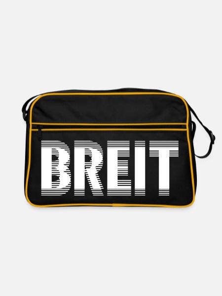 Breit Weiß by Falsches Design - Retro Tasche - Schwarz/Gold - Vorne