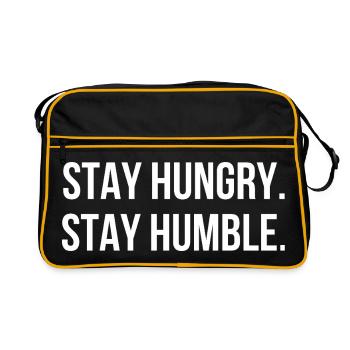 STAY HUNGRY. STAY HUMBLE. | Greyline Official - Retro Tasche - Schwarz/Gold - Vorne