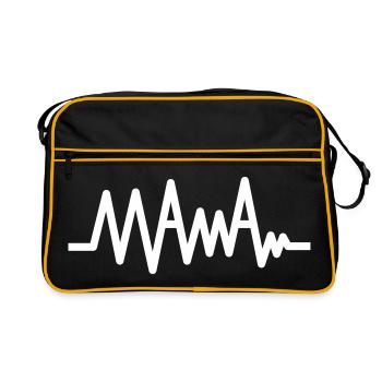 Mama EKG Geschenk Idee, Schwangerschaft Herzschlag - Retro Tasche - Schwarz/Gold - Vorne